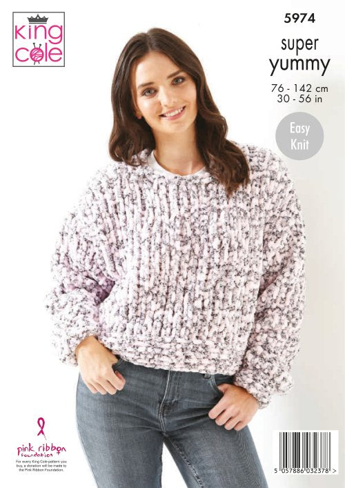 Knitting Pattern 5974 - Sweater & Cardigan Knitted in Super Yummy