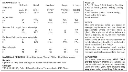 Knitting Pattern 5974 - Sweater & Cardigan Knitted in Super Yummy