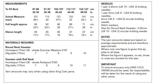 Knitting Pattern 5996 - Sweaters Knitted in Homespun Prism DK
