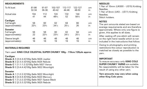 Knitting Pattern 6063 - Cardigan & Sweater Knitted in Celestial Super Chunky