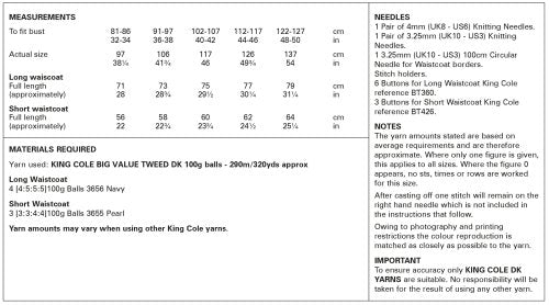 Knitting Pattern 6091 - Waistcoats Knitted in Big Value Tweed DK