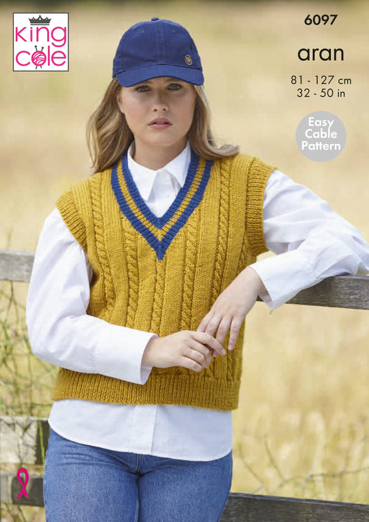 Knitting Pattern 6097 - Sweater & Tank Knitted in Fashion Aran