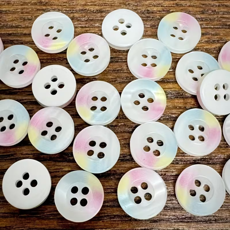 4 Hole Button - 11mm - Rainbow/White
