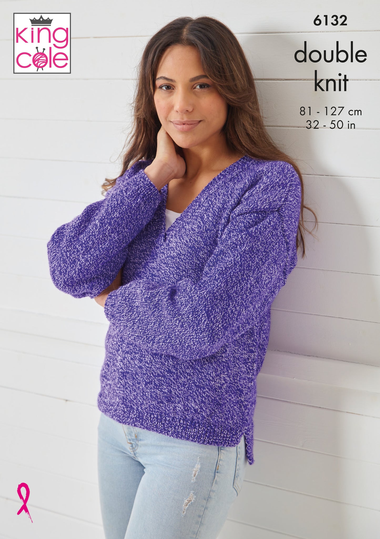 Knitting Pattern 6132 - Sweater & Cardigan Knitted in Pricewise Twirly DK