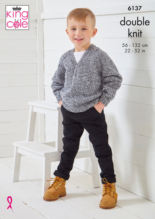 Knitting Pattern 6137 - Sweaters Knitted in Pricewise Twirly DK