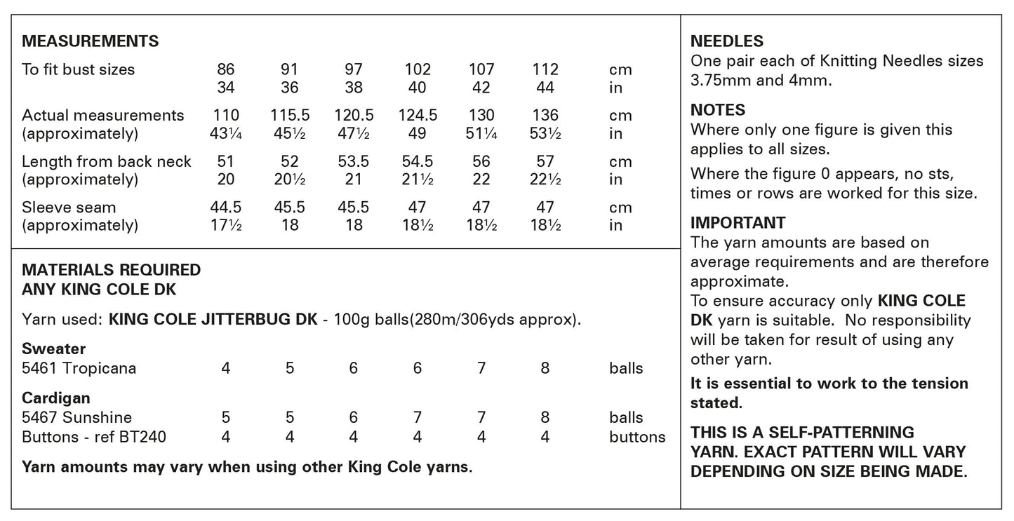 Knitting Pattern 6145 - Sweater & Cardigan Knitted in Jitterbug DK