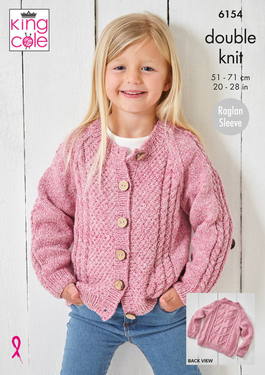 Knitting Pattern 6154 - Sweater & Cardigan Knitted in Simply Denim DK