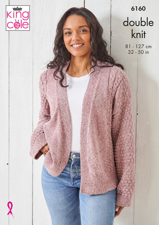 Knitting Pattern 6160 - Sweater & Cardigan Knitted in Simply Denim DK