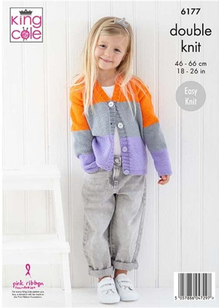 Knitting Pattern 6177 - Cardigan and Hat: Knitted in King Cole Cherished DK