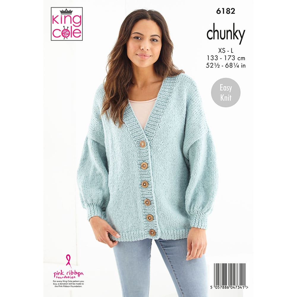 Knitting Pattern 6182 - Bell Sleeve Sweater & Cardigan in Timeless Chunky