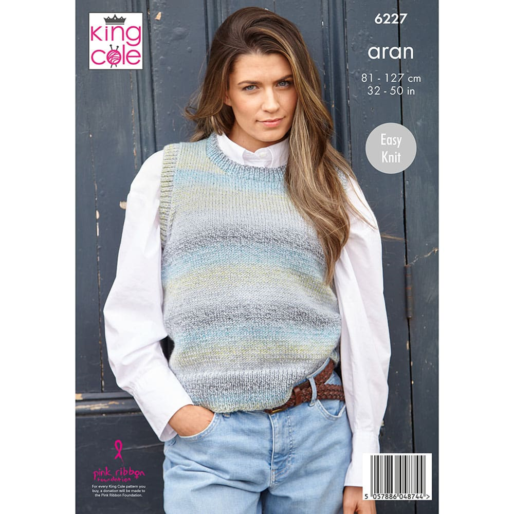 Knitting Pattern 6227 - Ladies Cardigan and Vest in Aran