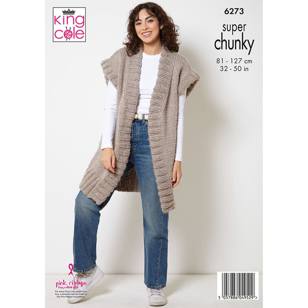 Knitting Pattern 6273 - Jacket and Waistcoat in Big Value Super Chunky