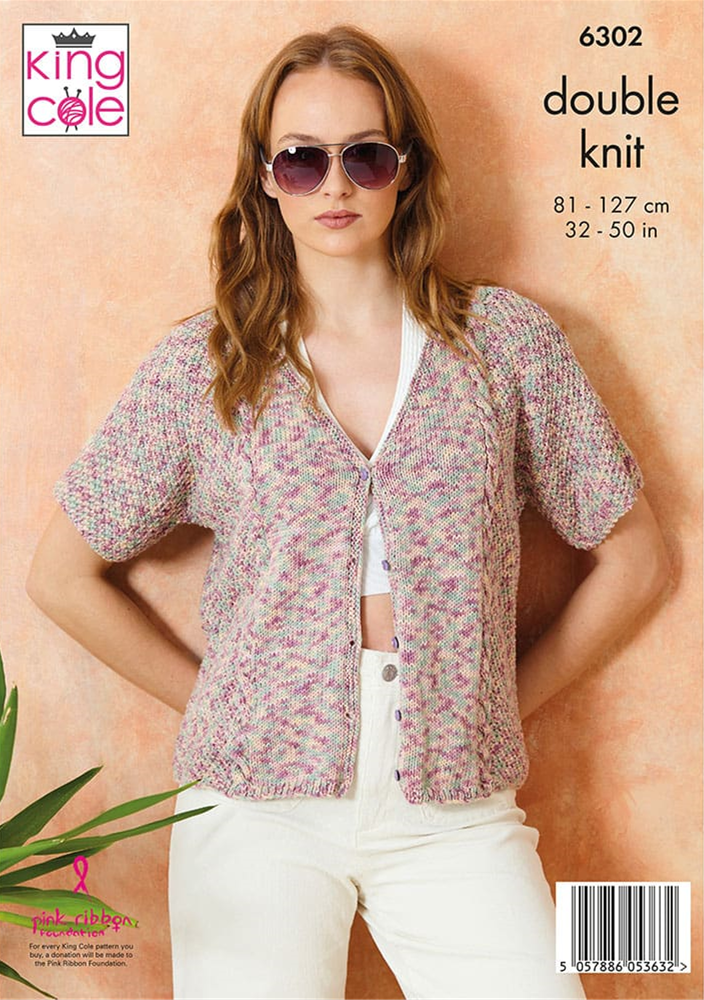 Knitting Pattern 6302 - Cardigans knitted in Cottonsoft Crystal DK