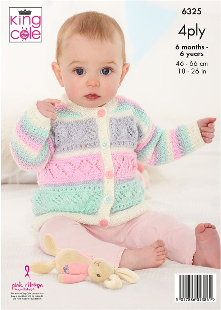 Knitting Pattern 6325 - Sweater and Cardigan knitted in Cherished 4ply