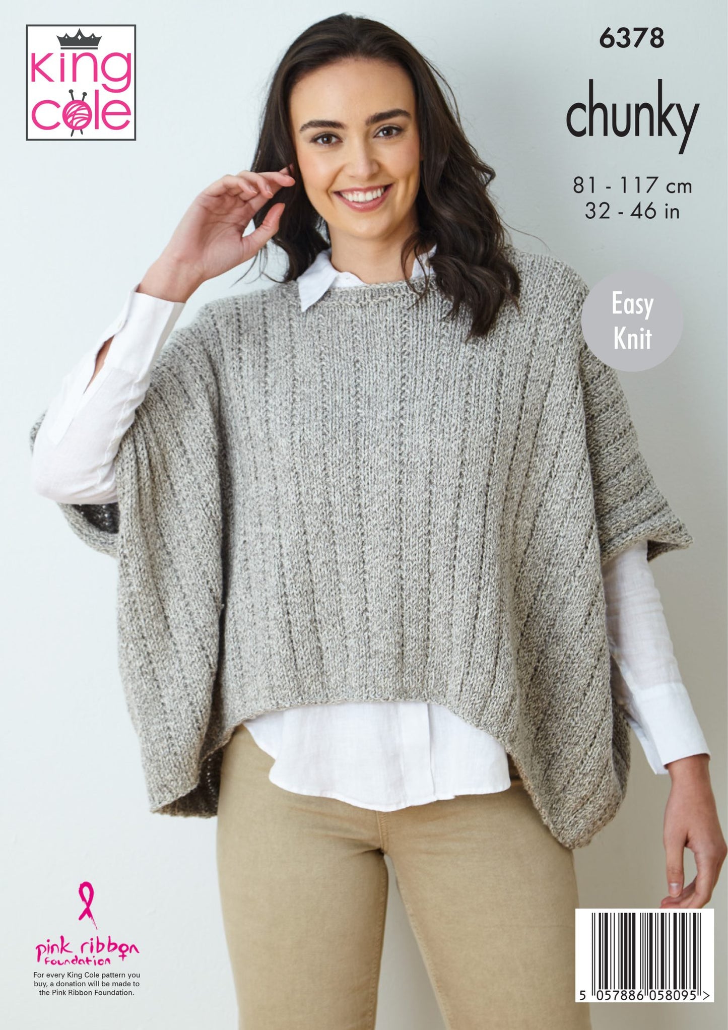 Knitting Pattern 6378 - Cape Top and Oversized Cable Sweater knitted in Simply Denim Chunky