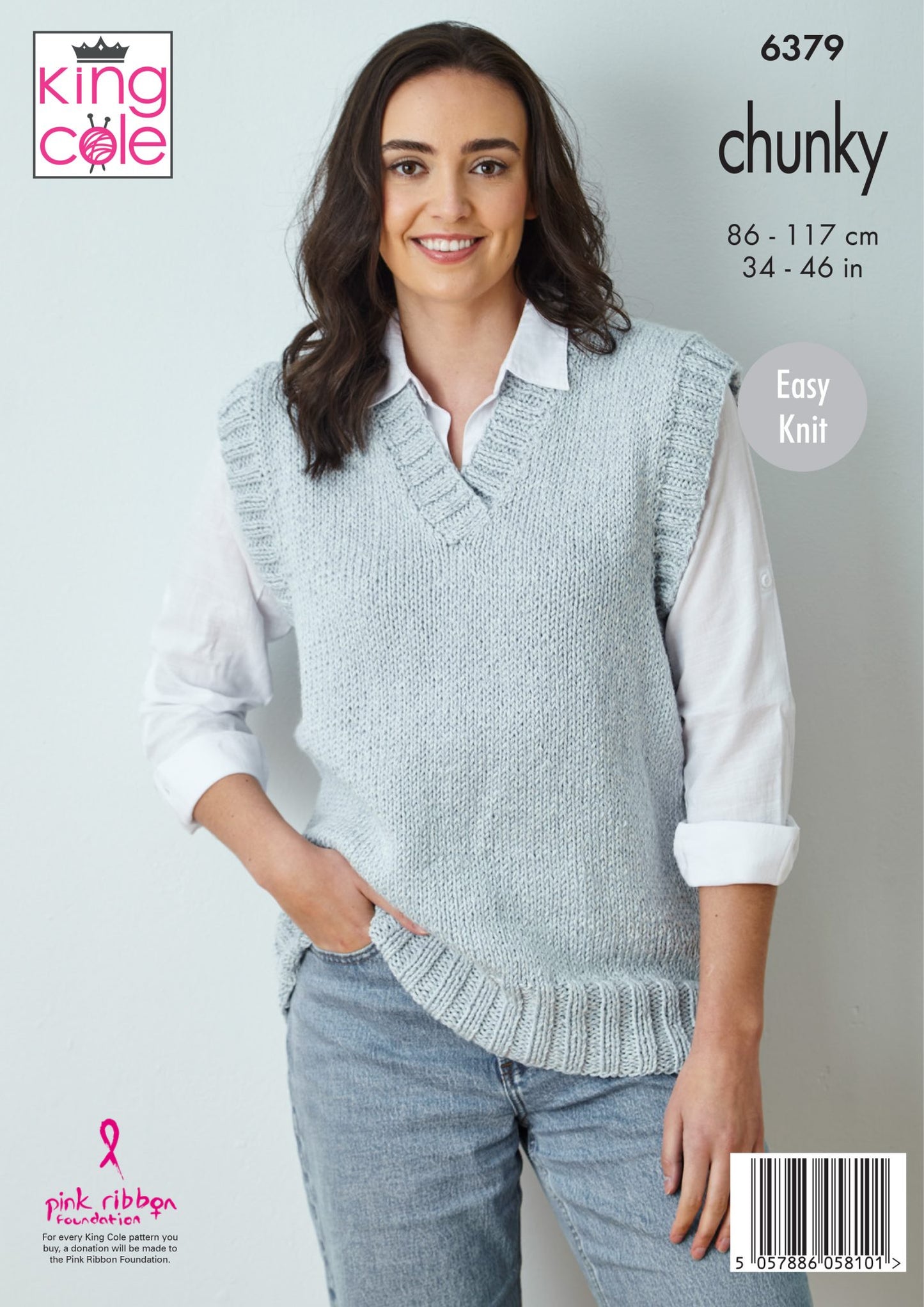 Knitting Pattern 6379 - V Neck Sweater and Top knitted in Simply Denim Chunky