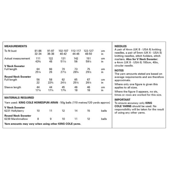 Knitting Pattern 6419 - Ladies Sweater in Homespun Aran