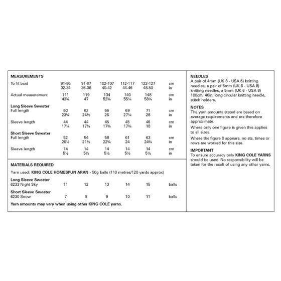 Knitting Pattern 6422 - Ladies Sweater in Homespun Aran