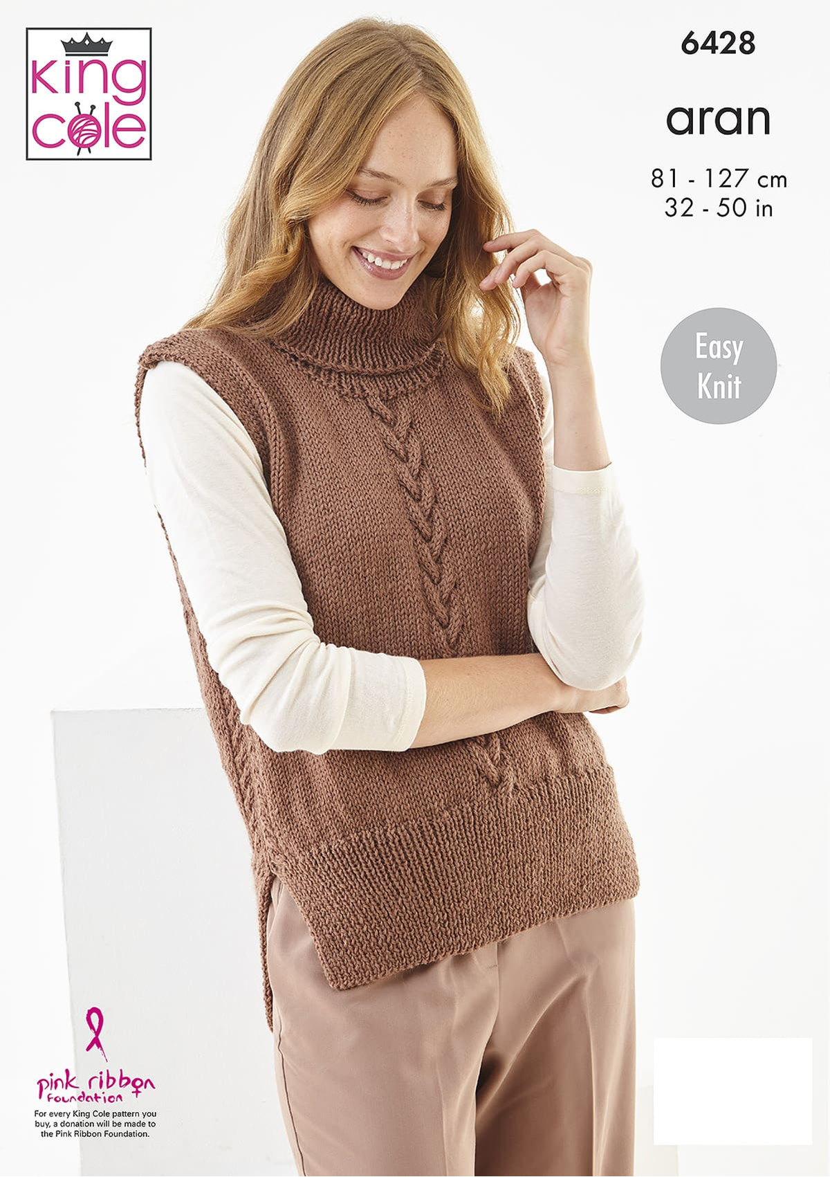 Knitting Pattern 6428 - Slipover and Waistcoat knitted in Wool Aran