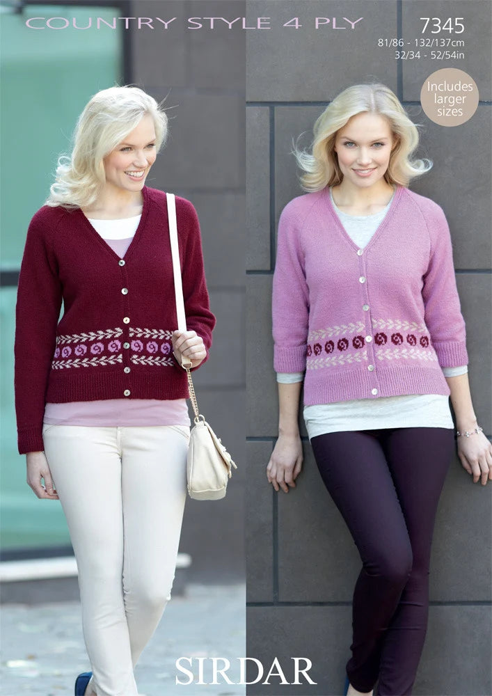 Knitting Pattern 7345 - Cardigan in Country Style 4 Ply