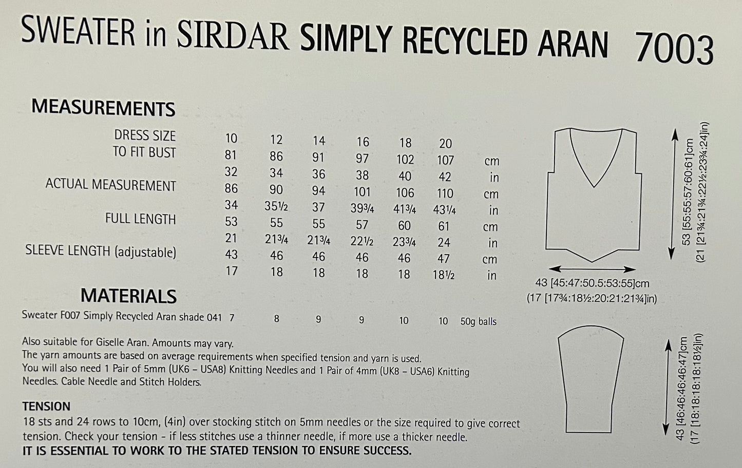 Knitting Pattern 7003 - Sweater in Simply Recycled Aran