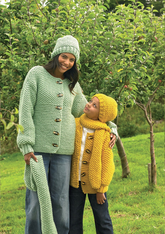 Knitting Pattern 7058 - Cardigan, Hat, & Scarf in Supreme Super Chunky