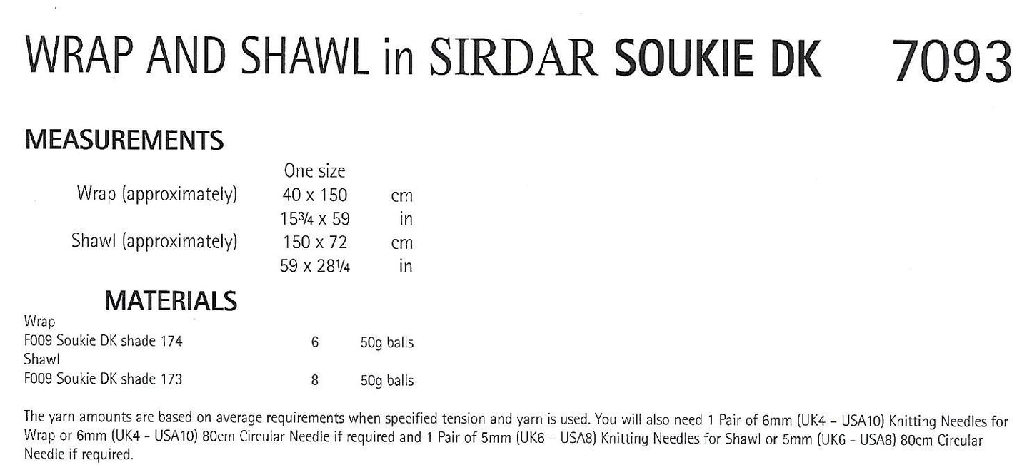 Knitting Pattern 7093 - Women's Wrap & Shawl in Soukie DK