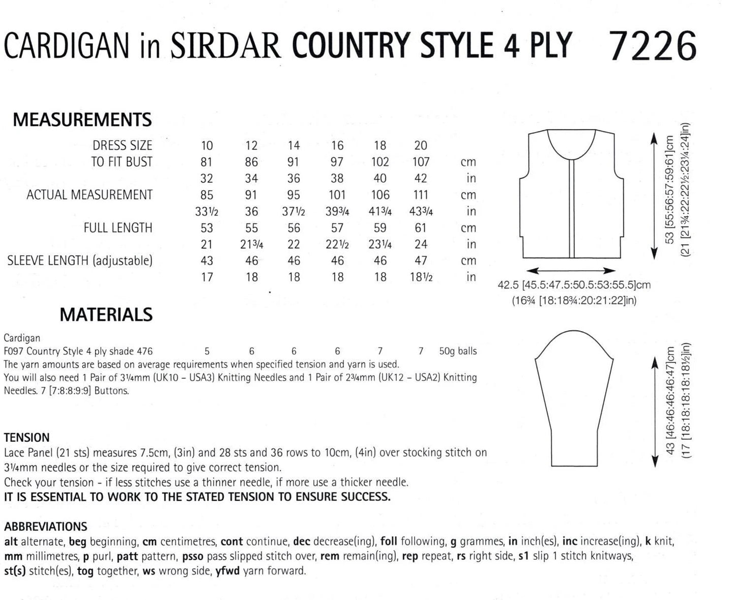 Knitting Pattern 7226 - Cardigan in Country Style DK
