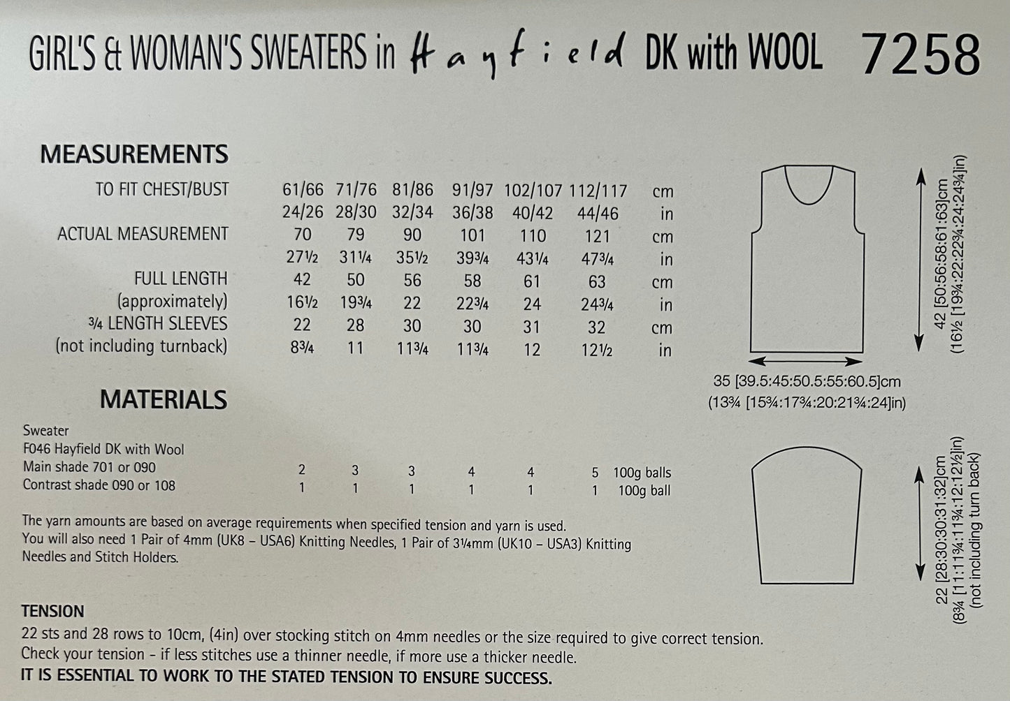 Knitting Pattern 7258 - Girls & Womans Butterfly Sweater in DK