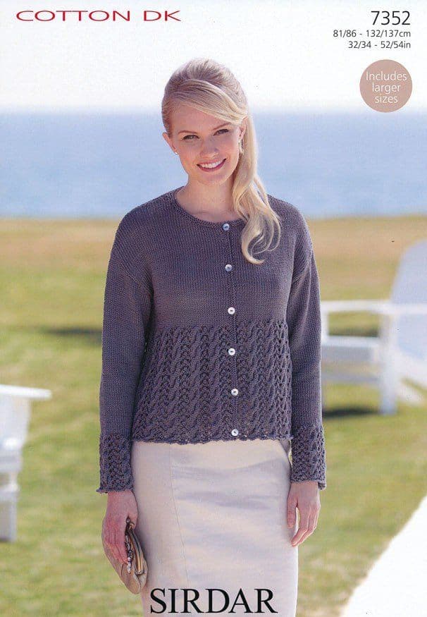 Knitting Pattern 7352 - Womans Cardigan in Cotton DK