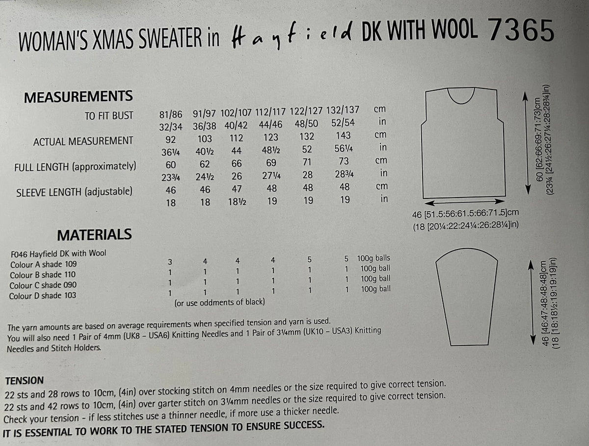 Knitting Pattern 7365 - Womans Christmas Elf Jumper in DK