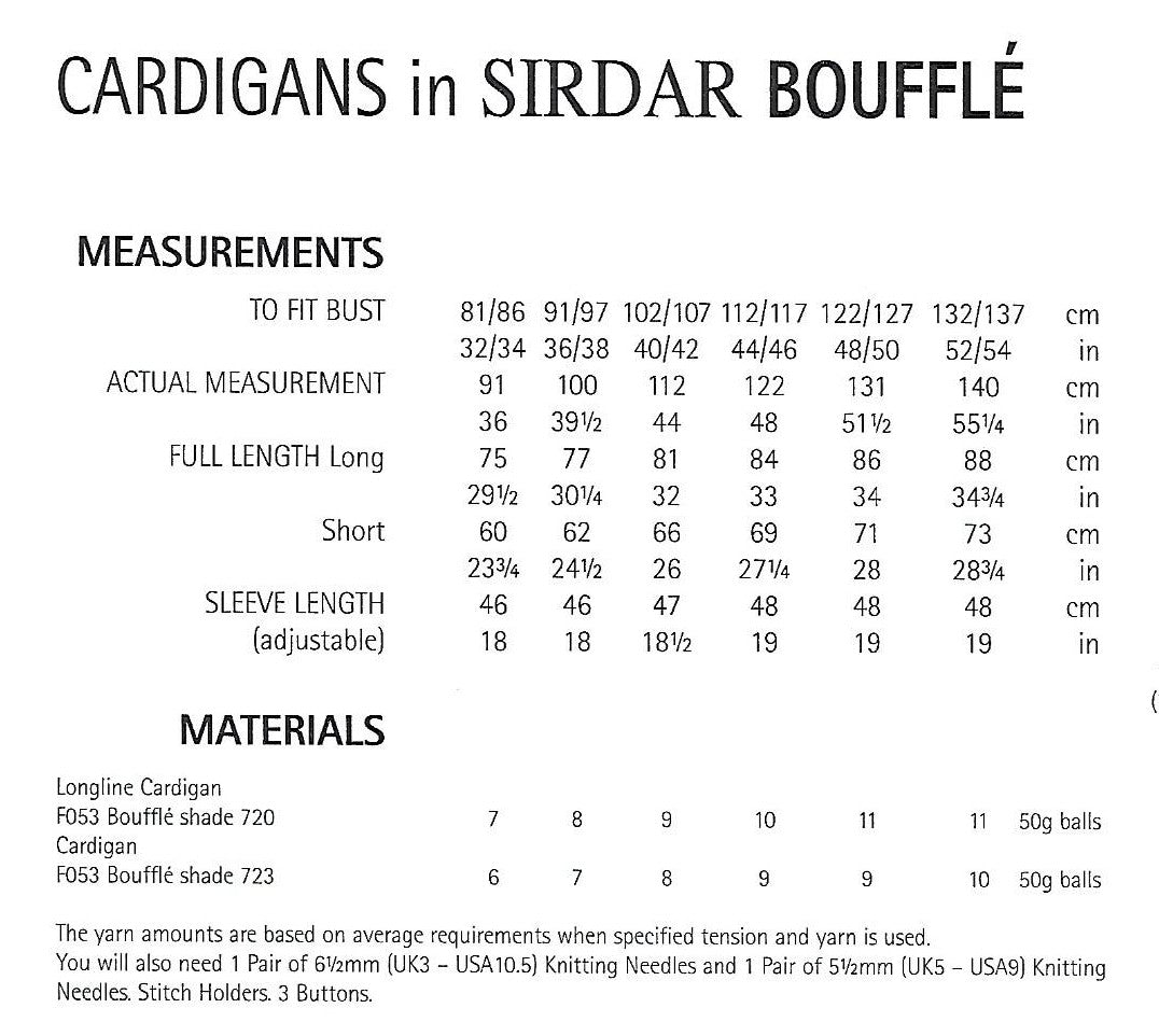 Knitting Pattern 7505 - Cardigans in Sirdar Bouffle