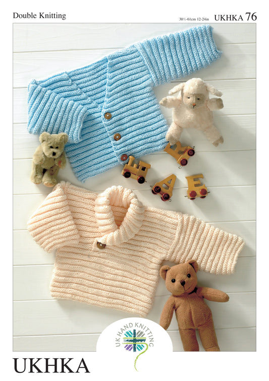 Knitting Pattern UKHKA/76 - Baby Cardigan & Sweater in DK