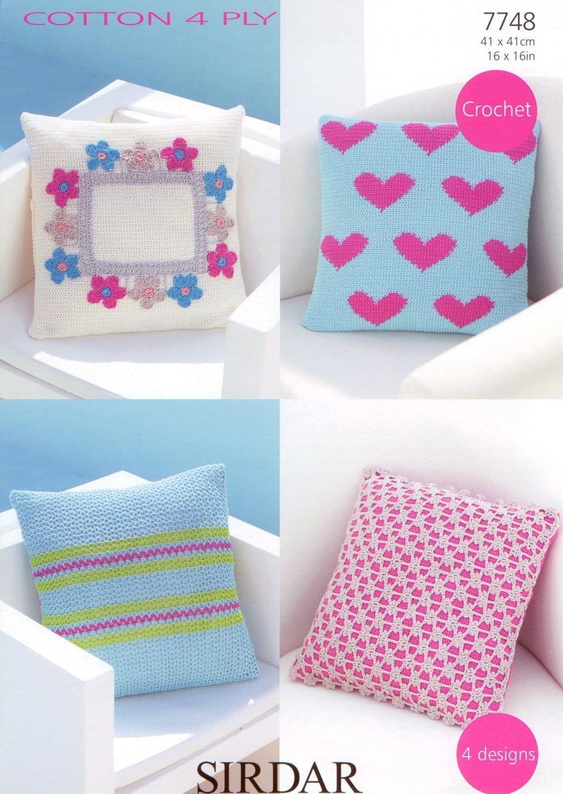 Crochet Pattern 7748 - Cushion Covers in Cotton 4 Ply