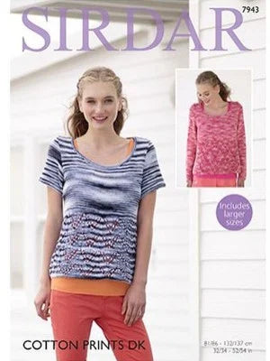 Knitting Pattern 7943 - Sweaters in Cotton Prints DK