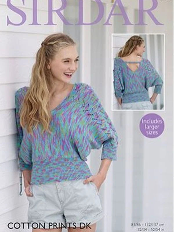 Knitting Pattern 7946 - Sweater in Cotton Prints DK