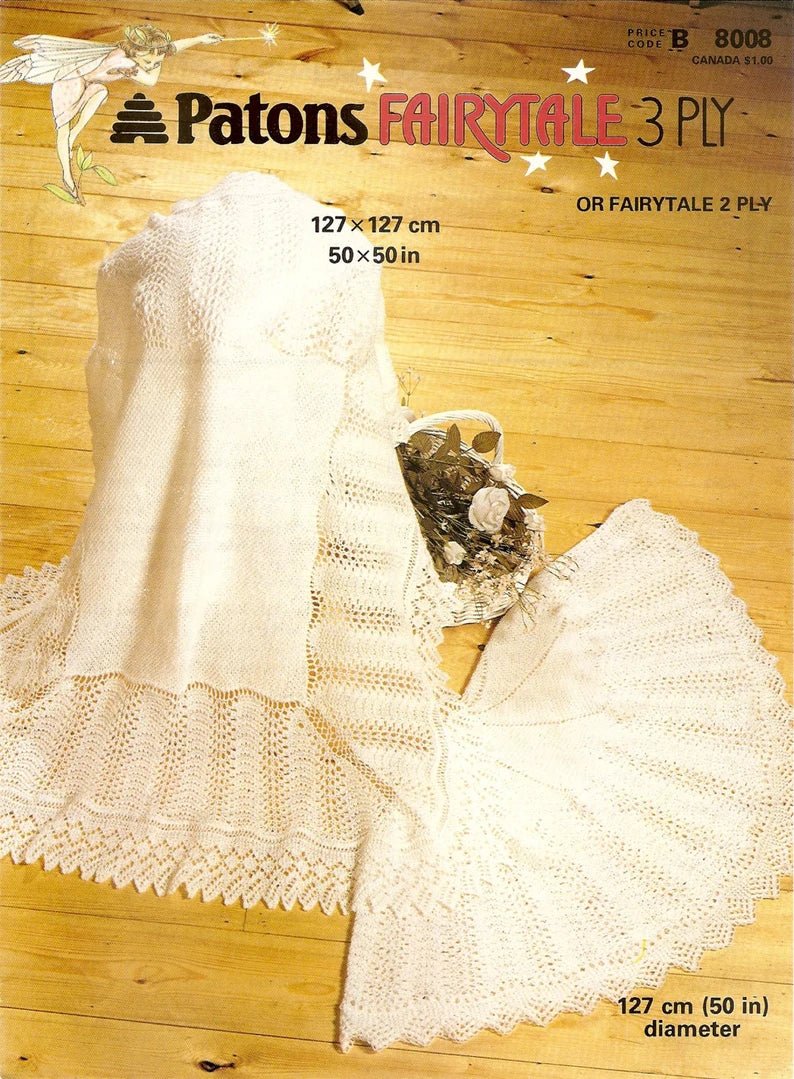 Knitting Pattern 8008 - Traditional Square & Circular Shawl in 2 Ply or 3 Ply