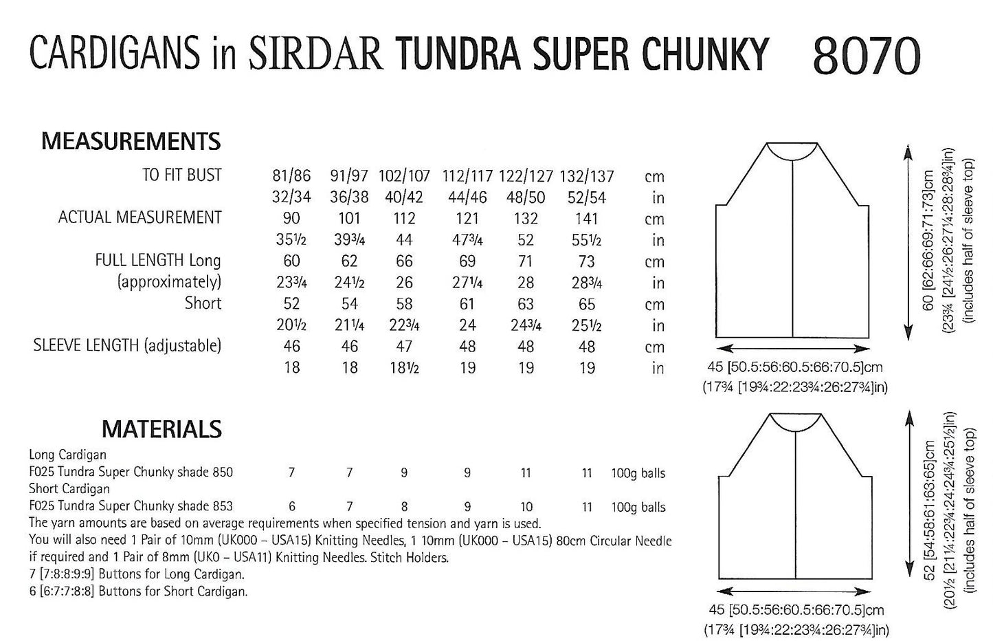 Knitting Pattern 8070 - Women's Cardigans in Tundra Super Chunky
