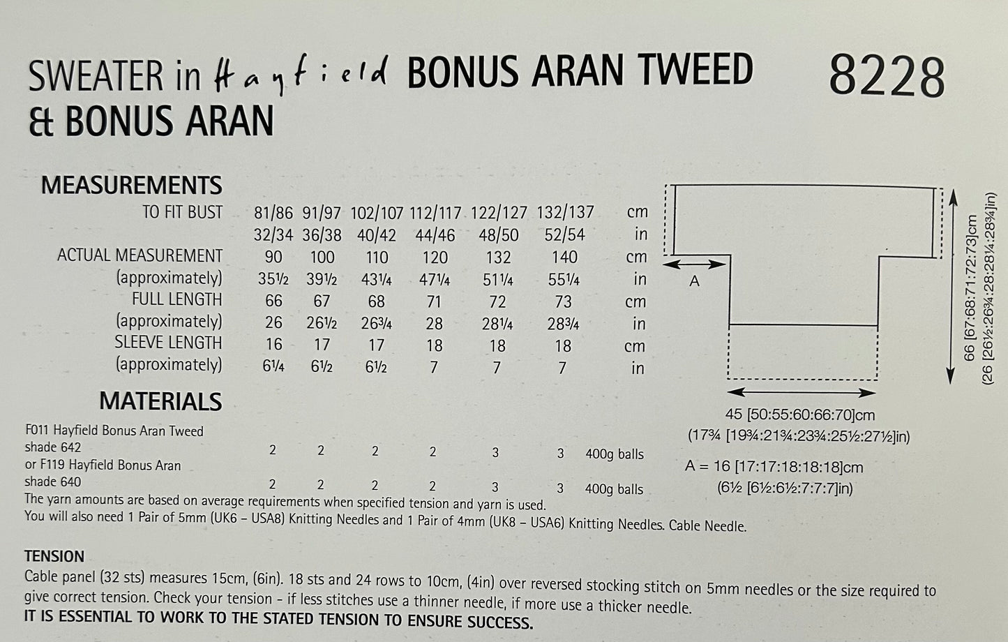 Knitting Pattern 8228 - Sweater in Bonus Aran & Bonus Aran Tweed