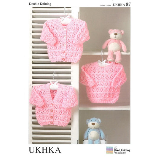 Knitting Pattern UKHKA/87 - Baby Cardigans & Sweater in DK