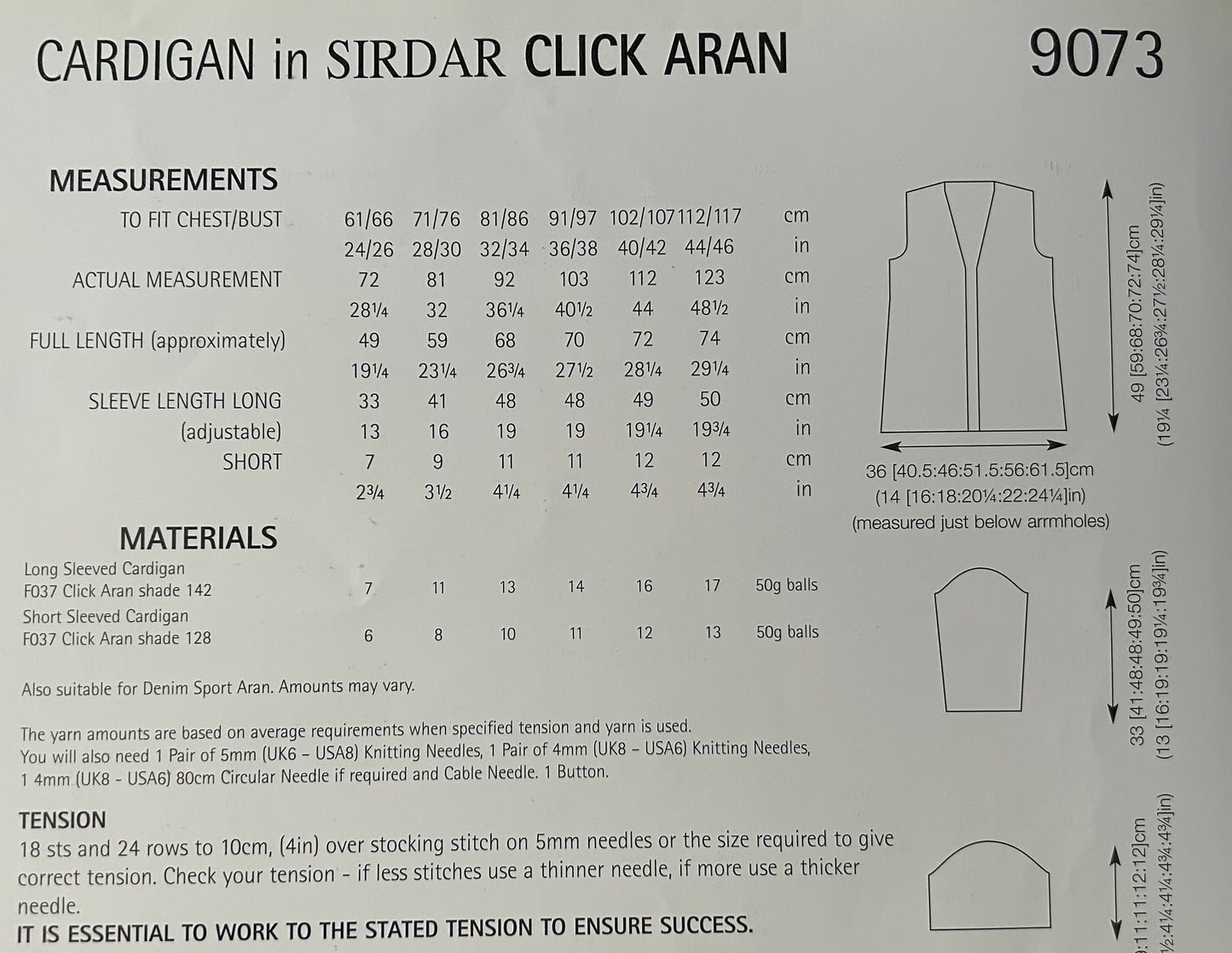Knitting Pattern - 9073 Cardigan in Click Aran