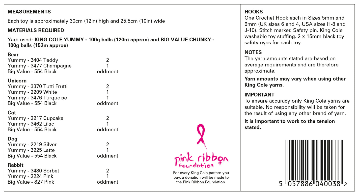 Knitting Pattern 9176 - Squishy Amigurumi Toys Crocheted in Yummy & Big Value Chunky