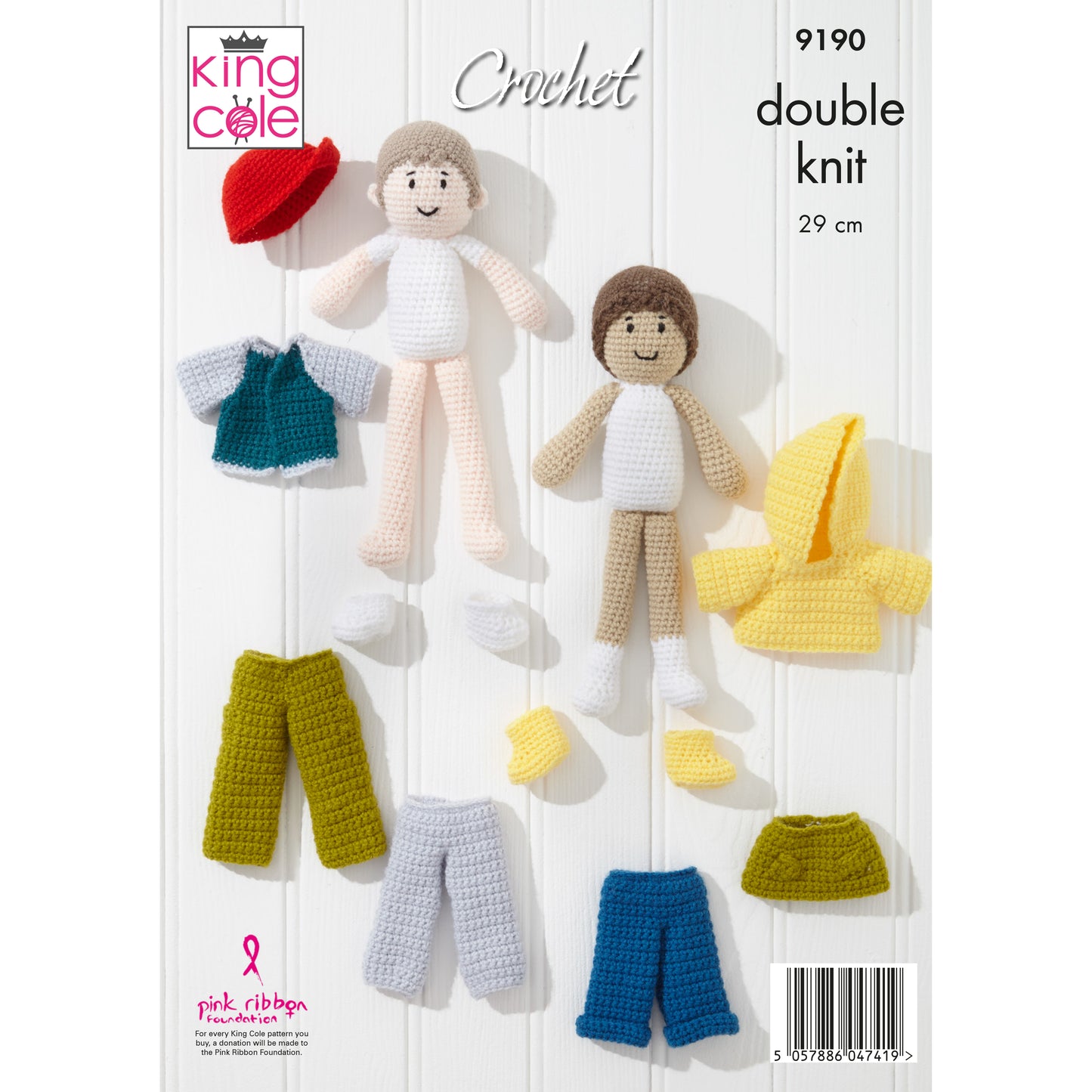Crochet Pattern 9190 - Crocheted Dolls: Crocheted in King Cole Big Value DK 50g