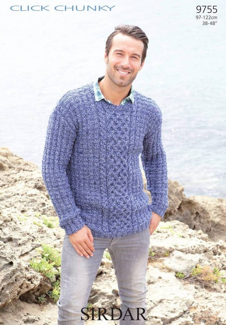 Knitting Pattern 9755 - Men's Sweater in Click Chunky