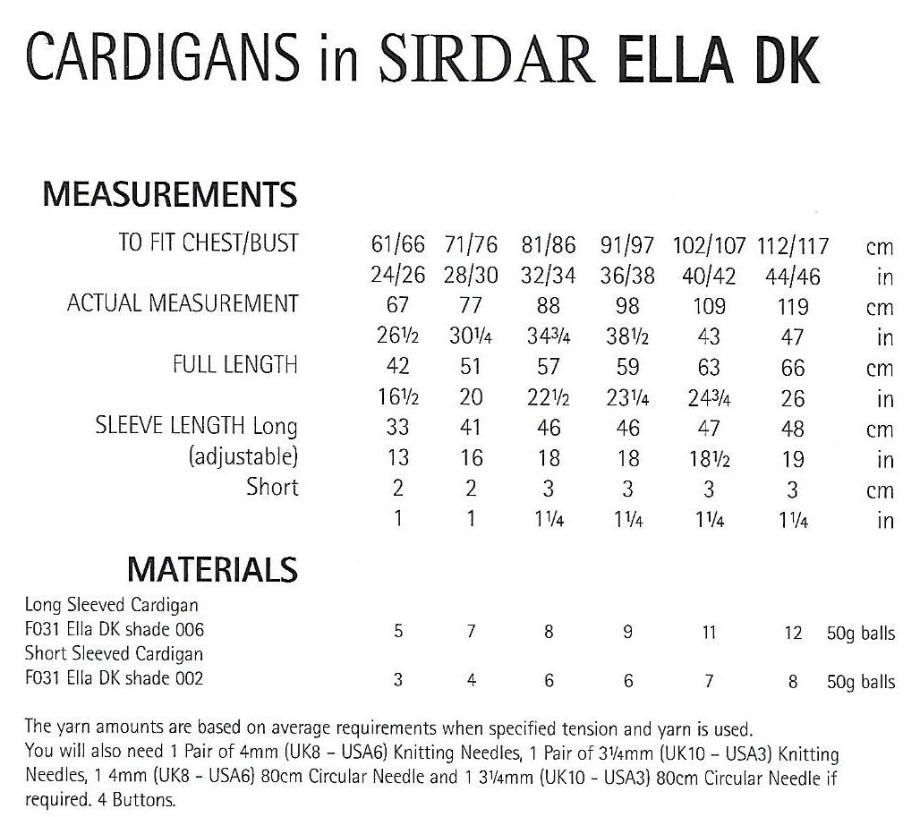 Knitting Pattern 9784 - Cardigans in Ella DK