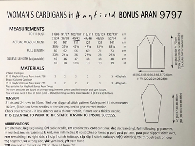 Knitting Pattern 9797 - Cardigans in Bonus Aran