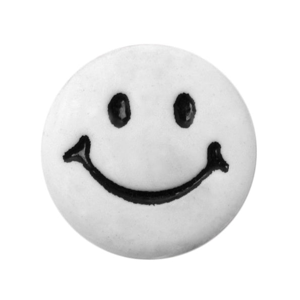 Button with Shank - 15mm - Smiley Face - White/Black