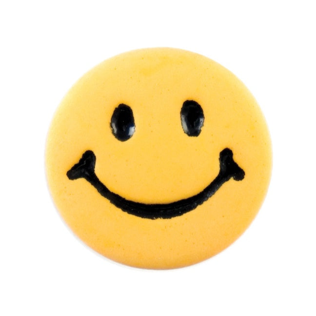 Button with Shank - 15mm - Smiley Face - Yellow/Black