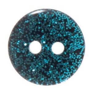 2 Hole Button - 12mm - Aqua/Blue Glitter