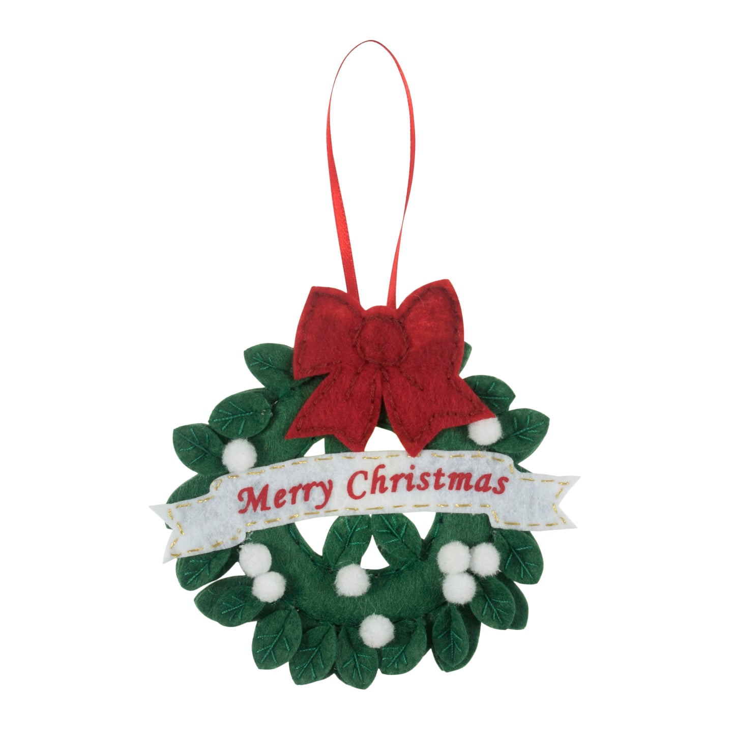 Felt Hanging Ornament - Merry Christmas Wreath